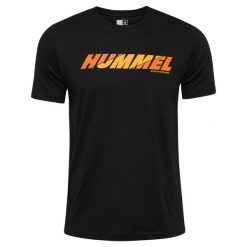 Koszulka z logo Hummel Graphic. Czarne koszulki sportowe męskie Hummel, bez wzorów, z bawełny, bez kołnierzyka, bez ramiączek, na fitness i siłownię. Za 130.50 zł.