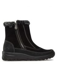 Rieker Botki L7173-00 Czarny. Czarne botki damskie Rieker, ze skóry, bez obcasa, na płaskiej podeszwie, bez zapięcia. Za 339.99 zł.