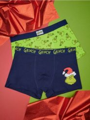 Bokserki Grinch 2 pack - wielobarwny. Bokserki męskie Sinsay, l, bez wzorów, z bawełny. Za 29.99 zł.