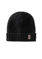 Czapka z dzianiny z aplikacją. Czarne czapki i kapelusze damskie bonprix, z aplikacjami, z dzianiny. Za 59.99 zł.