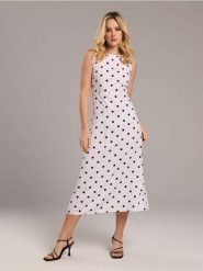 Sukienka w groszki - wielobarwny. Sukienki damskie Sinsay, l, bez wzorów, bez kołnierzyka, bez ramiączek, dopasowane. Za 39.99 zł.
