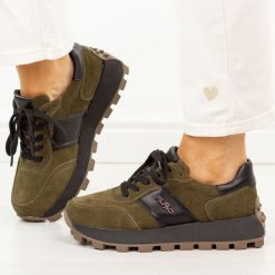 Khaki skórzane sneakersy damskie Filippo Dp7983/26. Brązowe obuwie sportowe damskie Filippo, bez wzorów, z dzianiny. Za 299.00 zł.