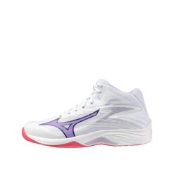 Buty do siatkówki Mizuno Thunder Blade Z Mid Biała/Fioletowa. Białe obuwie sportowe damskie Mizuno, bez wzorów, z materiału, do siatkówki. Za 390.15 zł.