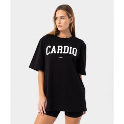Koszulka Carpatree boyfriend Cardio czarna. Czarne koszulki sportowe damskie Carpatree, xs, bez wzorów, z bawełny, bez kołnierzyka, bez ramiączek, na fitness i siłownię. W wyprzedaży za 99.99 zł.