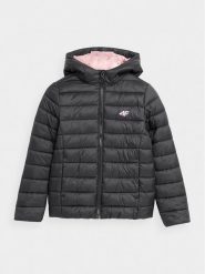 4F Kurtka zimowa 4FJAW23TDJAF266 Czarny Regular Fit. Czarne buty zimowe dziewczęce 4f, na zimę, bez wzorów, z syntetyku, bez kaptura. Za 129.99 zł.