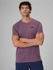 4F Koszulka trenignowa regular szybkoschnąca męska - fioletowa XL. Fioletowe t-shirty męskie 4f, m, bez wzorów, sportowe, bez kołnierzyka. Za 129.99 zł.