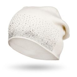 Czapka z kryształkami biała Peterson PTN HAT-01. Białe czapki i kapelusze damskie Peterson, na zimę, bez wzorów. Za 50.00 zł.