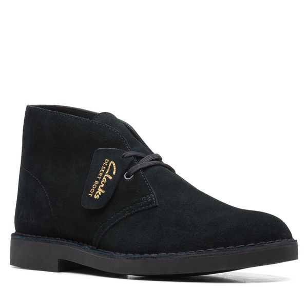 Trzewiki Clarks. Czarne botki męskie Clarks, bez wzorów, bez zapięcia. Za 429.99 zł.