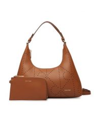 Calvin Klein Torebka Emblem Aop Perfor Lthr Bag LV04F3367G Brązowy. Brązowe torebki do ręki damskie Calvin Klein, bez wzorów, ze skóry, bez dodatków. Za 899.99 zł.