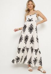 Czarna Wiskozowa Sukienka Rozkloszowana ze Wzorem Boho Silazi. Czarne sukienki damskie Born2be, na co dzień, m, bez wzorów, z wiskozy, boho, bez kołnierzyka, bez ramiączek, maxi, proste. Za 29.99 zł.