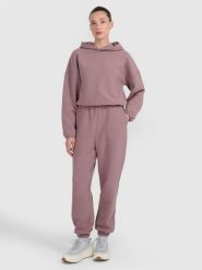 4F Spodnie dresowe z waflowej dzianiny damskie - brązowe XXL. Brązowe spodnie dresowe damskie 4f, xxl, bez wzorów, z dresówki. Za 169.99 zł.