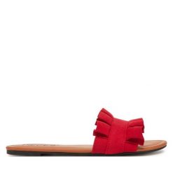 Klapki Pieces. Czerwone klapki damskie Pieces, bez wzorów, bez obcasa. Za 79.99 zł.
