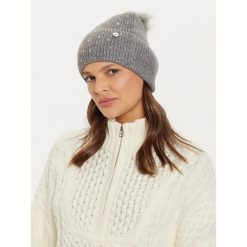 Czapka Guess. Szare czapki i kapelusze damskie Guess, na zimę, z aplikacjami. Za 179.99 zł.