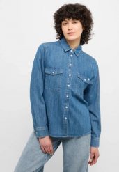 Damska Koszula Mustang Style Sedana Basic Shirt Denim Blue 1015590 5000 540. Niebieskie bluzki damskie Mustang, l, bez wzorów, z denimu, bez kołnierzyka, bez ramiączek. Za 149.99 zł.