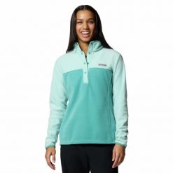 Bluza polarowa damska Columbia Benton Springs 1/2 Snap Pullover Fleece II. Niebieskie bluzy sportowe damskie Columbia, bez wzorów, z polaru, bez kaptura, trekkingowe. W wyprzedaży za 179.60 zł.