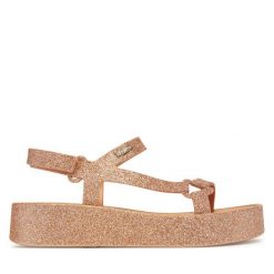 Sandały Melissa. Brązowe sandały damskie Melissa, bez wzorów, bez obcasa, na płaskiej podeszwie, bez zapięcia. Za 189.99 zł.