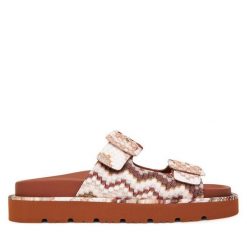 Klapki M Missoni. Brązowe klapki damskie M Missoni, bez wzorów, bez obcasa. Za 2,519.00 zł.