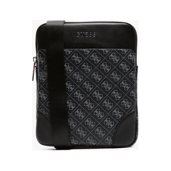 Guess Torba Mahattan Logo Flat Crossbody , czarny, rozmiar ONE SIZE. Czarne torby na ramię męskie Guess, z aplikacjami, z materiału, na ramię, małe. Za 349.99 zł.