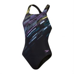 Damski kostium kąpielowy 1-częściowy Speedo Eco+m Dig Print Medalist. Czarne kostiumy jednoczęściowe damskie Speedo, m, bez wzorów, z materiału, na fitness i siłownię. Za 221.98 zł.