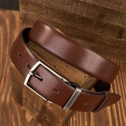 Pasek Skórzany Męski OPM-11 Brødrene Brazowy 90 cm. Brązowe paski damskie bez wzorów, z materiału, eleganckie. Za 57.99 zł.