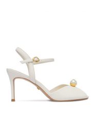 GINO ROSSI Sandały CEO-ROSE-LT2090-2-N Biały. Białe sandały damskie Gino Rossi, bez wzorów, ze skóry, bez obcasa, na szpilce, bez zapięcia. Za 429.99 zł.