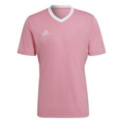 Koszulka piłkarska męska adidas Entrada 22 Jersey. Czerwone koszulki sportowe męskie Adidas, m, bez wzorów, z jersey, bez kołnierzyka, bez ramiączek, do piłki nożnej. Za 39.99 zł.