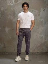 Spodnie cargo jogger - szary. Szare spodnie materiałowe męskie Sinsay, bez wzorów. Za 99.99 zł.