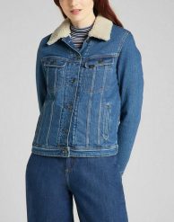 LEE SHERPA RIDER DAMSKA KURTKA JEANSOWA LOGO WORN IRIS L54VMWQW 112140285. Niebieskie kurtki damskie Lee, l, bez wzorów, z jeansu, bez kaptura. Za 329.99 zł.