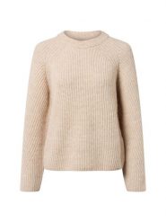 Nümph sweter z dzianiny z zawartością alpaki - Nuzindi Kobiety dzianina grubo tkana beżowy, S. Brązowe swetry damskie Nümph, s, bez wzorów, z dzianiny, bez kołnierzyka, bez ramiączek, bez kaptura. Za 429.95 zł.