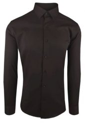 Elegancka Koszula Wizytowa, Krój Prosty - Victorio - Brązowa. Brązowe koszule męskie Victorio, uniwersalny, bez wzorów, z bawełny, eleganckie, bez kołnierzyka, bez ramiączek. Za 139.00 zł.