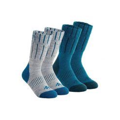 Skarpety SH100 WARM MID. Brązowe skarpety męskie QUECHUA, z wełny. Za 19.99 zł.