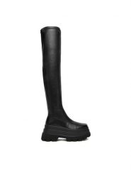 DeeZee Kozaki 2163-11 Czarny. Czarne kozaki damskie DeeZee, z materiału, bez obcasa, na płaskiej podeszwie. Za 249.99 zł.