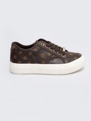 Sneakersy damskie ze skóry ekologicznej brązowe RR274357 803. Brązowe obuwie sportowe damskie Big Star, bez wzorów, z materiału, trekkingowe. W wyprzedaży za 89.00 zł.