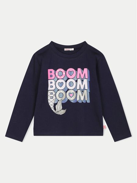 Billieblush Bluzka U20485 Granatowy Regular Fit. Niebieskie bluzki dla dziewczynek Billieblush, bez wzorów, z bawełny, bez ramiączek. Za 89.99 zł.