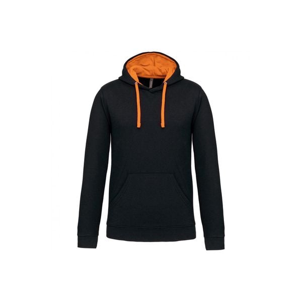Kontrastowa bluza z kapturem Kariban. Brązowe bluzy męskie KARIBAN, s, bez wzorów, z bawełny, z kapturem. Za 157.50 zł.