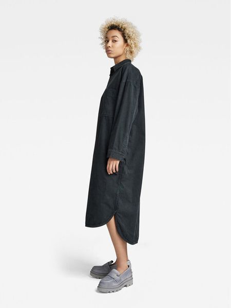 G-Star Raw Sukienka koszulowa D22160-C436-C784 Szary Relaxed Fit. Szare sukienki damskie G-Star Raw, s, bez wzorów, z bawełny, retro, bez kołnierzyka, bez ramiączek, koszulowe. Za 449.99 zł.