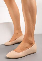 Beżowe Balerinki Akolevia. Brązowe baleriny damskie Renee, bez wzorów, z jeansu, eleganckie, bez obcasa, na obcasie. Za 44.99 zł.