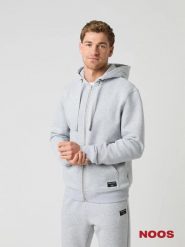 Bjorn_borg CENTRE ZIP HOODIE — Bluza rozpinana LIGHT GREY MELANGE. Szare bluzy męskie Björn Borg, m, bez wzorów, z kapturem. Za 423.50 zł.