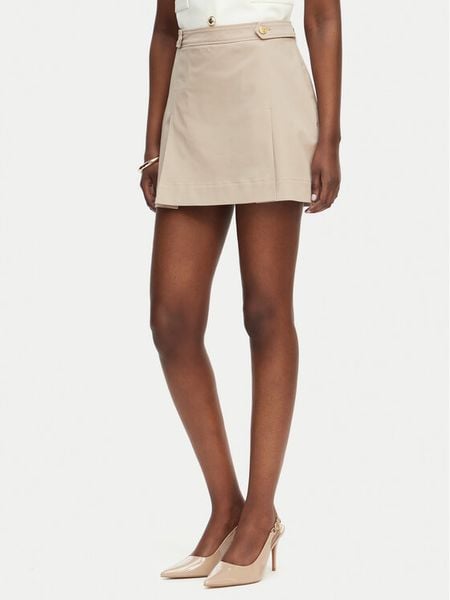 Tommy Hilfiger Spódnica mini WW0WW49649 Beżowy Regular Fit. Brązowe spódnice damskie Tommy Hilfiger, bez wzorów, z bawełny, mini, trapezowe. Za 529.99 zł.