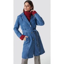 NA-KD Długa kurtka jeansowa - Blue. Niebieskie kurtki damskie NA-KD, w paski, z denimu. Za 283.95 zł.