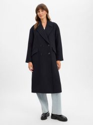Marie Lund Płaszcz z wełny Kobiety niebieski, 44. Niebieskie płaszcze damskie Marie Lund, bez wzorów, z wełny, eleganckie, bez kaptura. Za 799.95 zł.
