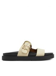 Tommy Hilfiger Klapki FW0FW08512 Écru. Klapki damskie Tommy Hilfiger, bez wzorów, ze skóry, bez obcasa. Za 379.99 zł.