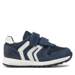 Sneakersy Geox. Niebieskie półbuty chłopięce Geox, bez wzorów, bez zapięcia. Za 199.99 zł.