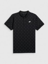 4F Koszulka polo regular męska - czarna XL. Czarne koszulki polo męskie 4f, m, bez wzorów, z bawełny, bez kołnierzyka, bez ramiączek. Za 89.99 zł.
