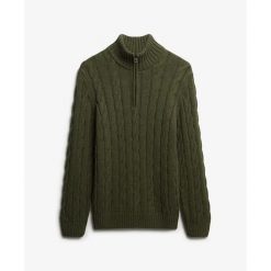 Sweter z dekoltem typu stójka Superdry Jacob. Zielone swetry przez głowę męskie Superdry., na zimę, m, bez wzorów, bez kołnierzyka. Za 391.50 zł.