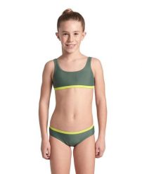 Strój kąpielowy dziewczęcy dwuczęściowy treningowy basen Arena Bikini. Zielone stroje kąpielowe dla dziewczynek Arena, bez wzorów, z elastanu. Za 91.98 zł.