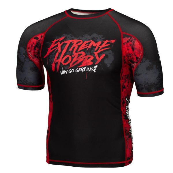 Koszulka Męska Rashguard MMA na Siłownię EXTREME HOBBY WHY SO SERIOUS. Czarne koszulki sportowe męskie EXTREME HOBBY, l, bez wzorów, z bawełny, bez kołnierzyka, bez ramiączek, do biegania. Za 188.00 zł.