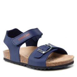Sandały Geox. Niebieskie sandały chłopięce Geox, bez zapięcia. Za 169.99 zł.