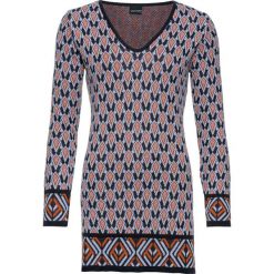 Sweter bonprix ciemnoniebiesko-srebrno-pomarańczowy. Swetry damskie marki bonprix. Za 89.99 zł.
