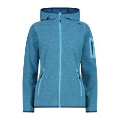 Damski polar z kapturem zapinany na zamek błyskawiczny CMP. Niebieskie bluzy sportowe damskie CMP, bez wzorów, z polaru, z kapturem, narciarskie. Za 349.40 zł.